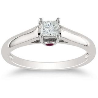 Miadora 14k White Gold 1/4ct Princess Cut Diamond Solitaire Engagement Ring (H I, I1 I2) Size 9