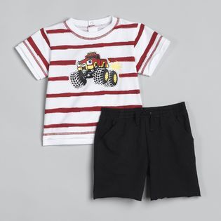 WonderKids Infant & Toddler Boys Monster Truck Striped Top & Knit