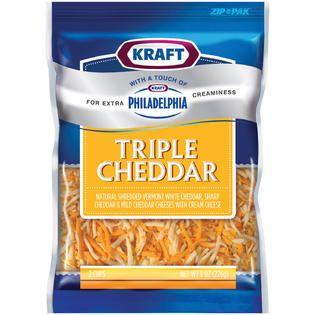 Kraft Triple Cheddar W/Touch of Philadelphia Shredded Cheese 8 OZ PEG
