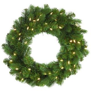 Home Decorators Collection 24 in. LED Pre Lit Downswept Douglas Fir Artificial Christmas Wreath 9316600610