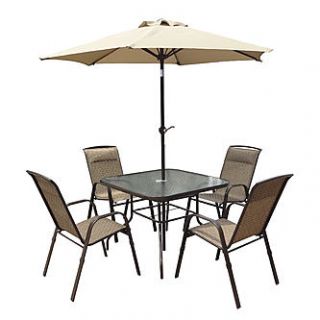 CorLiving 5pc Patio Dining Set with Tilting Umbrella   Outdoor Living