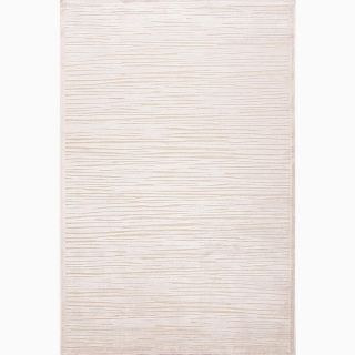 Machine Made Ivory/ Taupe Art Silk/ Chenille Modern Rug (76 x 96