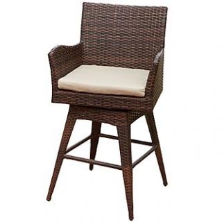 Braxton PE Swivel Armed Barstool   Outdoor Living   Patio Furniture