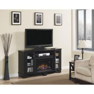 Home Decorators Collection Grand Haven 59 in. Media Console Electric Fireplace in Black 25MM4495 PB84