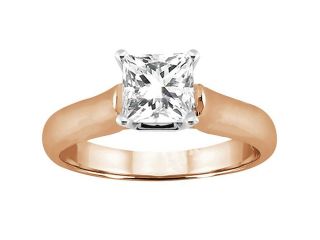 0.50 Ct Princess H/I SI1/SI2 Diamond 18K Rose Gold Ring