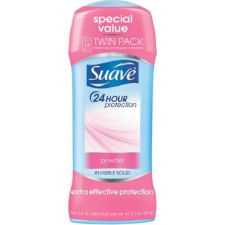 Suave Powder Antiperspirant Deodorant, 2.6 oz, Twin Pack