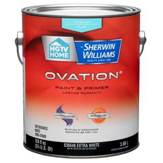 HGTV HOME by Sherwin Williams Ovation White Flat Latex Interior Paint and Primer in One (Actual Net Contents: 124 fl oz)