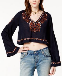 Free People High Times Cropped Embroidered Top   Tops   Women