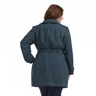 Attention   Womens Plus Trench Coat   Wool Blend
