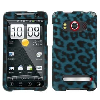 BasAcc Leopard Skin/ Cyan/ 2D Silver Phone Case for HTC EVO 4G