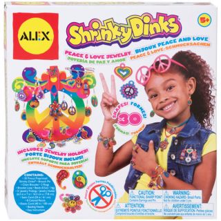 Shrinky Dinks Peace and Love Color and Bake Kids Jewelry Kit