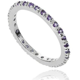 Alexandria Collection CZ February Birthstone Sterling Silver Eternity Band