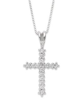 Diamond Cross Pendant Necklace in 14k White Gold (1/4 ct. t.w