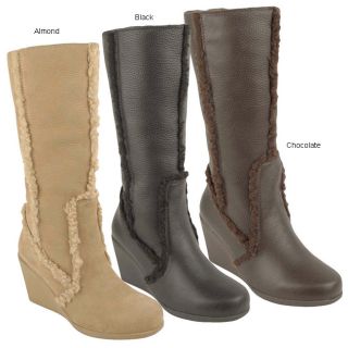 Bearpaw Sheepskin lined Leather Wedge Boots  ™ Shopping