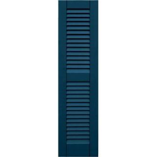 Wood Composite 12 in. x 47 in. Louvered Shutters Pair #637 Deep Sea Blue 41247637