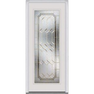 Milliken Millwork 36 in. x 80 in. Majestic Elegance Decorative Glass Full Lite Primed White Builder's Choice Steel Prehung Front Door Z001061R