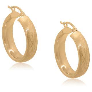 Gioelli 14k Yellow Gold Diamond cut Hoop Earrings  