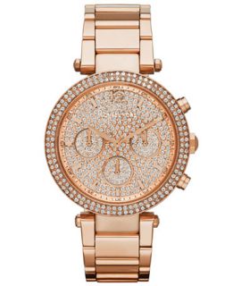 Michael Kors Womens Chronograph Parker Rose Gold Tone Stainless Steel
