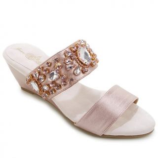 Joan Boyce "Cassandra" Mini Wedge Open Back Sandal with Rhinestones   7981756