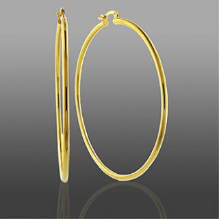Romanza Gold Over Bronze Bangle Hoops   Jewelry   Earrings