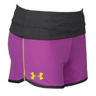 Under Armour Hype Rollover Shorts   Girls Grade School   Casual   Clothing   Exotic Bloom/Carbon Heather/Yellow Ray
