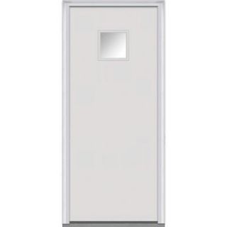 Milliken Millwork 30 in. x 80 in. Classic Clear Glass 1/4 Lite Flush Primed White Builder's Choice Steel Prehung Front Door Z000012R