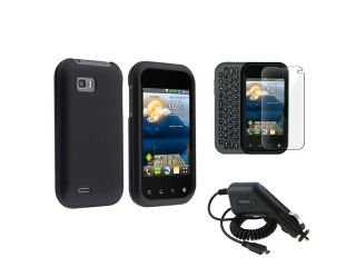 Insten Black Hard Rubberized Case + Car Charger + Clear LCD For LG T Mobile myTouch Q