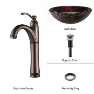 KRAUS Vessel Sink in Callisto with Riviera Faucet in Oil Rubbed Bronze C GV 570 12mm 1005ORB