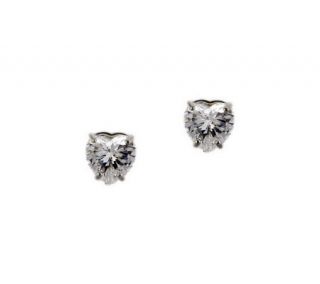 Diamonique .75 ct tw Heart Stud Earrings, 14K Gold —