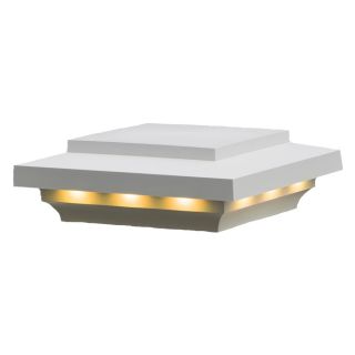 AZEK White Voltage LED Composite Deck Post Cap (Fits Common Post Measurement: 5 1/2 in x 5 1/2 in; Actual: 3.5 in x 8 in x 8 in)