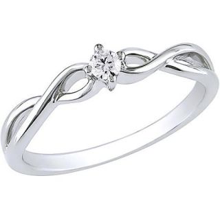 Miabella Diamond Accent 10kt White Gold Solitaire Promise Ring