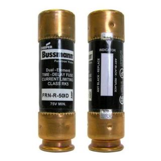 50 Amp 250 Volt EasyID Fusetron Dual Element Time Delay Current Limiting Fuse FRN R 50ID