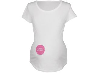 Due in September Pink Girl Badge White Maternity Soft T Shirt