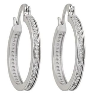 YGI SHE111 Single Strand Micropave Hoop Earring with Cubic Zirconia