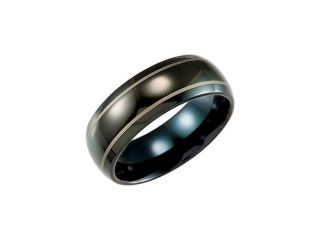 8.3MM Dura Tungsten Black IMMersion Plated Band With Lasered Stripes Size 13