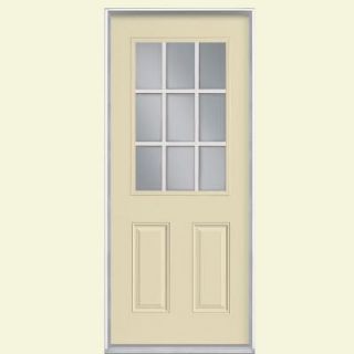 Masonite 32 in. x 80 in. 9 Lite Painted Smooth Fiberglass Prehung Front Door with No Brickmold 50504