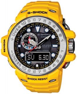 Shock Mens Analog Digital Yellow Resin Strap Watch 45x56mm GWN1000