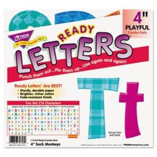 Trend Sock Monkeys 4" Playful Ready Letters Pack   Learning, Fun Theme/subject   59 Uppercase Letters, 84 Lowercase Letters, 20 Numbers, 35 Punctuation Marks, 18 Spanish Accent Mark   (t79758)