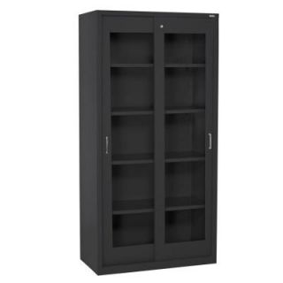 Sandusky 72 in. H x 36 in. W x 18 in. D Freestanding Clear View Sliding Door Steel Cabinet in Black BV4S361872 09