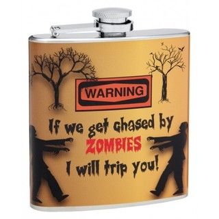 Top Shelf Flasks 6 ounce Chased by Zombies Hip Flask  