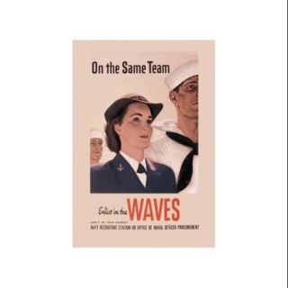 On The Same Team: Enlist in The Waves Print (Unframed Paper Print 20x30)