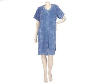 Stan Herman Ultimate Chenille Button Front Robe w/ Pockets —