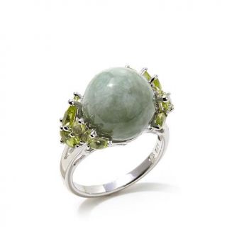 Jade of Yesteryear Jade and Gem "Leaf" Sterling Silver Ring   8006237