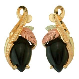 Black Hills Gold Tricolor 10K Onyx Earrings   Jewelry   Earrings