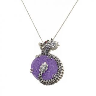 Jade of Yesteryear Purple Jade, CZ and Gem Sterling Silver "Dragon" Pendant wit   7838038