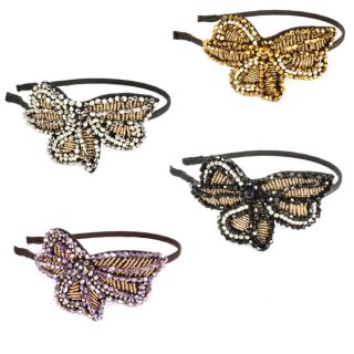 Kate Marie Rhinestone and Glass Bead Embellished Butterfly Headband