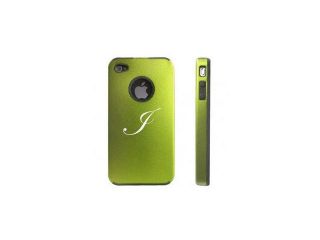 Apple iPhone 4 4S 4G Green D2402 Aluminum & Silicone Case Cover Fancy Letter I