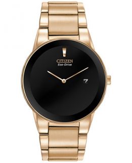 Citizen Mens Eco Drive Axiom Rose Gold Tone Stainless Steel Bracelet