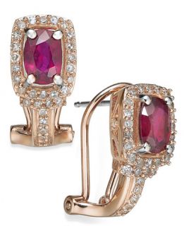 Ruby (1 ct. t.w.) and Diamond (1/3 ct. t.w.) Oval Earrings in 14k Rose