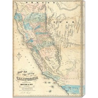 John B. Trask Map of the State of California 1853 Stretched Canvas